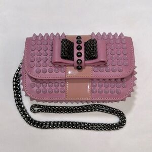 Christian Louboutin Sweety Charity Calfskin Leather Spiked Crossbody Bag - Pink